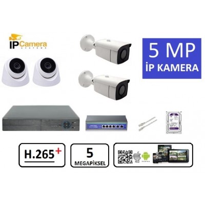 4 Kameralı 5MP ULTRAHD IP Kamera Seti ST-610