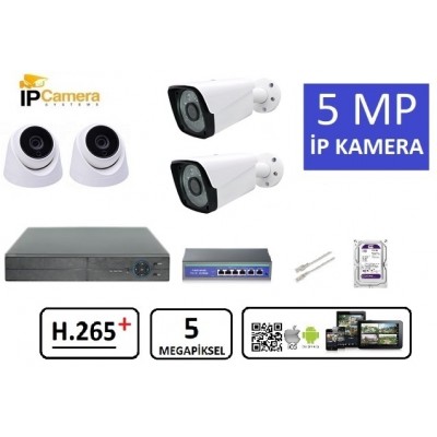 4 Kameralı 5MP ULTRAHD IP Kamera Seti ST-610