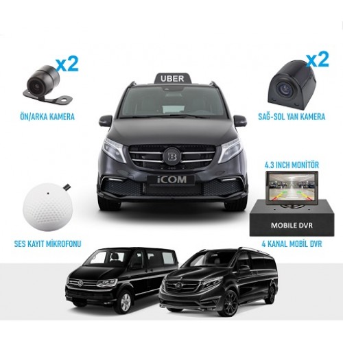 UBER Araçlarına Uygun Kayıtlı Araç Kamera Seti