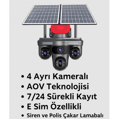 4 Kameralı 4g Sim Kartlı Güneş Enerjili Solar Kamera Aov C-71