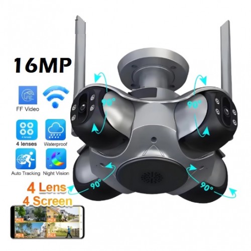 4 Kameralı Wifi Kubbe Kamera 360° Kör Noktasız Güvenlik Çözümü ICX-870