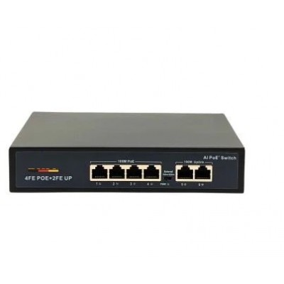 Smart Poe Switch 4 Port 78W 2 Uplink 10/100 Mbps 250M Sm-140p