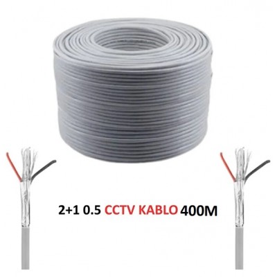 400 Metre 2+1 0,50m Cctv Kamera Kablosu Tek Top