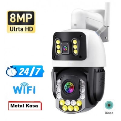 Çift Kameralı İcsee 8MP 42x Zoom Büyük Kasa PTZ WIFI Kamera S-342