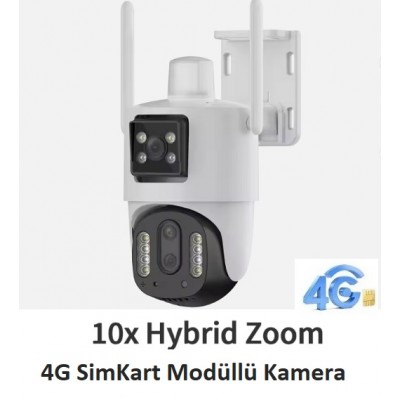 Bataryalı 4G Sim Kartlı Kamera 4MP Ptz çift Kameralı Yeni ICS-343