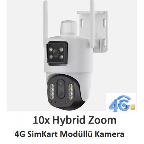 Bataryalı 4G Sim Kartlı Kamera 4MP Ptz çift Kameralı Yeni ICS-343