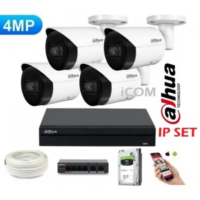 Dahua 4MP 4'lü Starlight Ip Kamera Seti