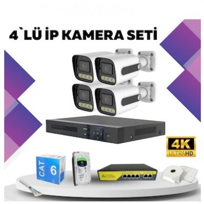4MP İP KAMERA SETİ GECE RENKLİ 1440P 4 KAMERALI ST-410