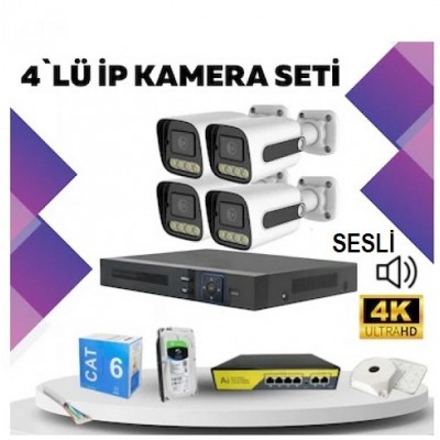 5MP İP KAMERA SETİ GECE RENKLİ 1920P 4 KAMERALI ST-410