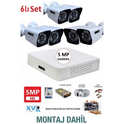 6 Kameralı XMEYE Paket Güvenlik Sistemi MONTAJ DAHİL ICM-6 
