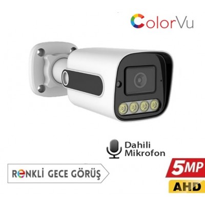5MP AHD FULL COLOR GECE RENKLİ SESLİ 3.6MM KAMERA ICS-802
