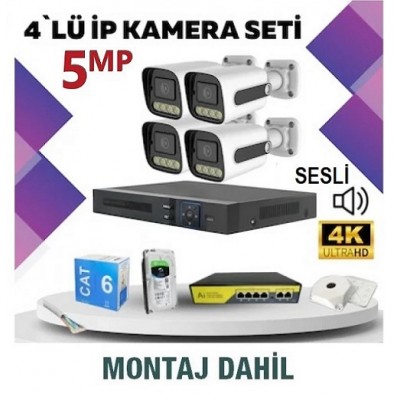 5 MP İP KAMERA 4 LÜ SET MONTAJ DAHİL