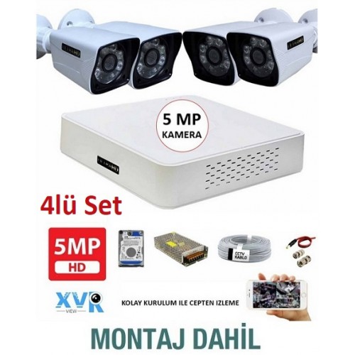 4 Kameralı XMEYE Paket Güvenlik Sistemi MONTAJ DAHİL ICM-4 