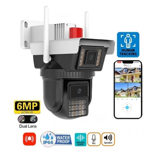 Wifi 6mp Dual Lens Hareketli Gece Görüş İnsan Takibi Sesli ICS-809