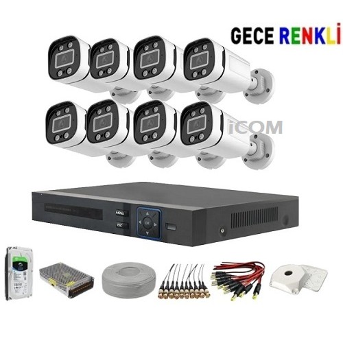 8 Kameralı 2MP FullHD AHD Güvenlik Seti St-08