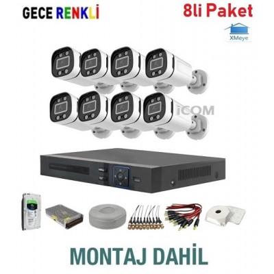 8 Kameralı XMEYE Paket Güvenlik Sistemi Montaj Dahil ICM-8 
