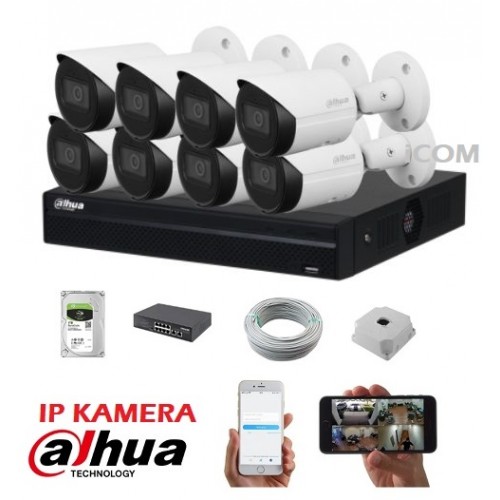 Dahua 8 Kameralı Starlight Ip Kamera Seti 2MP