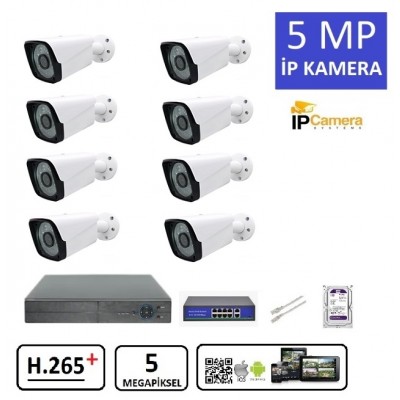 8 Kameralı 5MP ULTRAHD IP Kamera Seti ST-640