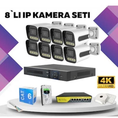 4MP İP KAMERA SETİ GECE RENKLİ 1440P 8 KAMERALI ST-820