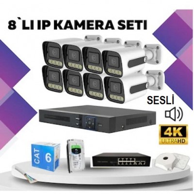 5MP İP KAMERA SETİ GECE RENKLİ 1920P 8 KAMERALI ST-820