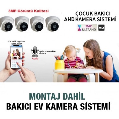 Bakıcı Kamera Sistemi MONTAJ DAHİL 4 Kameralı