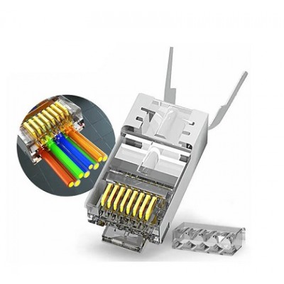 Cat7 Cat6a Ez Delikli Yeni Nesil Rj45 Ftp Metal Konnektör Jak - 1 Adet