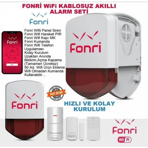 Fonri Wifi Akıllı Ev Alarm Sistemi Kablosuz Alarm Seti F-1G