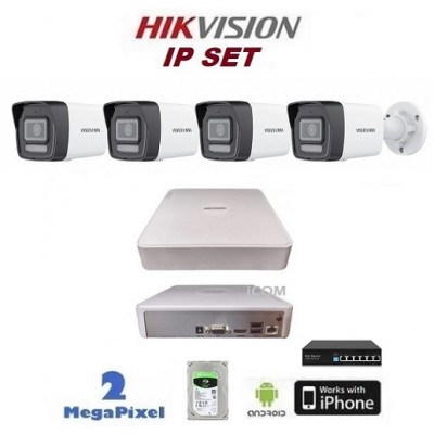 4 Kameralı Hikvision IP Poe Nvr lı Kamera Seti