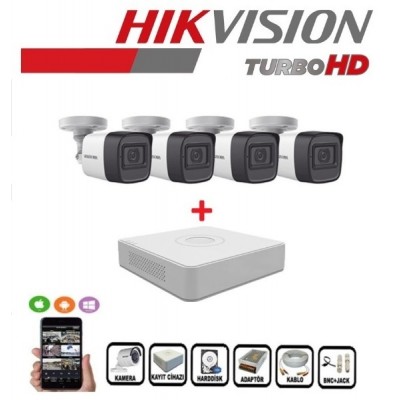 Hikvision 4 Kameralı Dış Ortam Güvenlik Kamera Seti