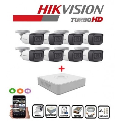 Hikvision 8 Kameralı Dış Ortam Güvenlik Kamera Seti