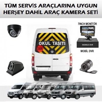 Okul Servisi Kamera Seti Kayıtlı 3 Kameralı CR-70