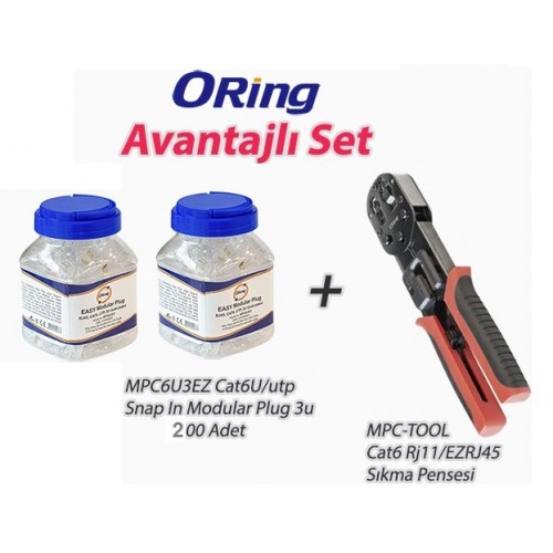 Oring Cat6 RJ11/ EZRJ45 Sıkma Pensesi Avantajlı Plug Set