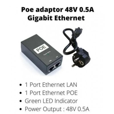 Poe Adaptör Enjektör 48 Volt 0,5 Amper P-3448