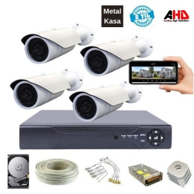 METAL BÜYÜK KASA 4 KAMERALI 2MP GÜVENLİK KAMERA SETİ