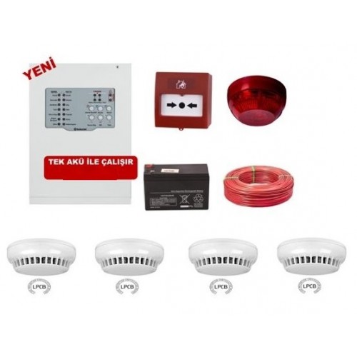 Teknim Yangın Alarm Sistemi Seti 4'lü Kablo Dahil TK-04