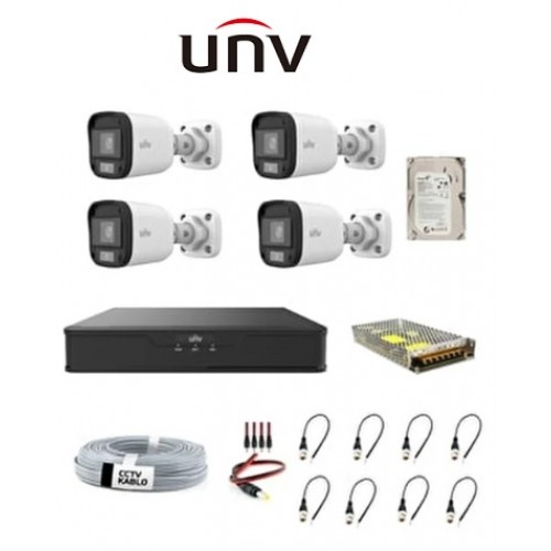 Uniview 4'lü 2mp 2.8mm 500gb Hdd Güvenlik Kamera Seti icomU-87