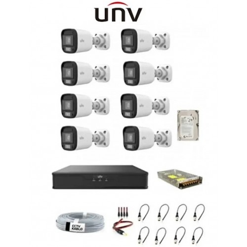 Uniview 8 Kameralı 2mp Güvenlik Kamera Seti icomU-88
