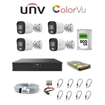Unv 4'lü 2mp 2.8mm Gece Renkli Ahd Güvenlik Kamera Seti