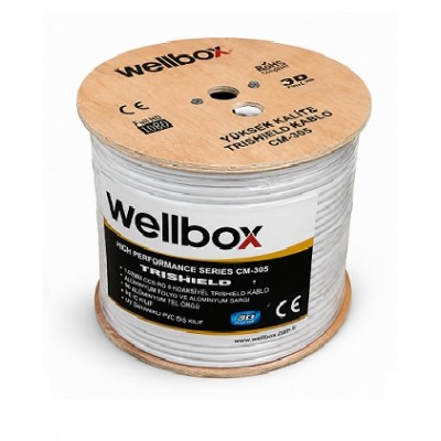 WELLBOX 305 METRE 64 TEL TRISHIELD YÜKSEK KALİTE RG6 U4 ANTEN KABLOSU