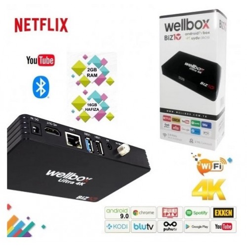 WELLBOX BİZ10 4K ANDROİD TV BOX UYDU ALICISI 2+16GB
