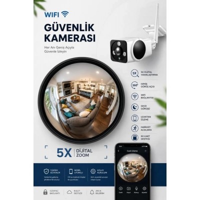 3mp Kablosuz Wifi Iç ve Dış Balık Gözü Güvenlik Kamerası ICS-701