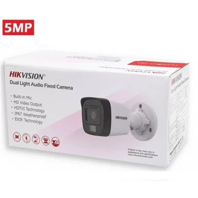 HIKVISION BULLET 5MP DS-2CE16K0T-LPFS SESLİ DUAL LIGHT GECE RENKLİ TVI KAMERA