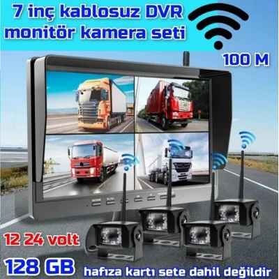 KABLOSUZ 7 İNÇ 4 KAMERALI DVR MONİTÖR SETİ 12- 24 VOLT 100 Mt ÇEKİM MESAFESİ WM-304
