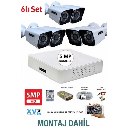 6 Kameralı XMEYE Paket Güvenlik Sistemi MONTAJ DAHİL ICM-6 