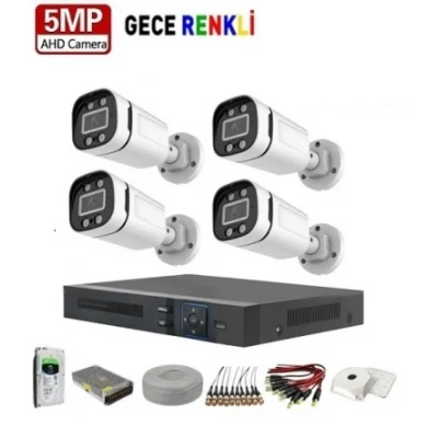 5MP UltraHD 4 Kameralı Ultrahd AHD Güvenlik Kamera Seti AC-84 