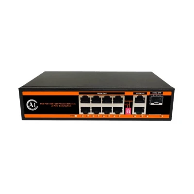 İcom 8 Port Poe Switch 2 Uplink 1 SFP Fiber Portlu Gigabit