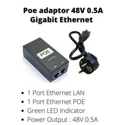 Poe Adaptör Enjektör 48 Volt 0,5 Amper P-3448