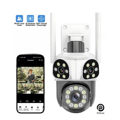 WİFİ KAMERA 3+3MP 3 LENSLİ DIŞ ORTAM SİRENLİ IP KAMERA ICS-1459